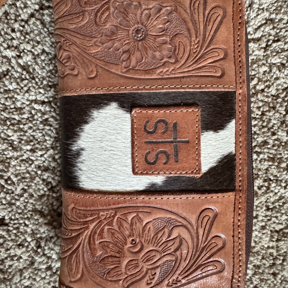 Brown and White Leather Wallet
